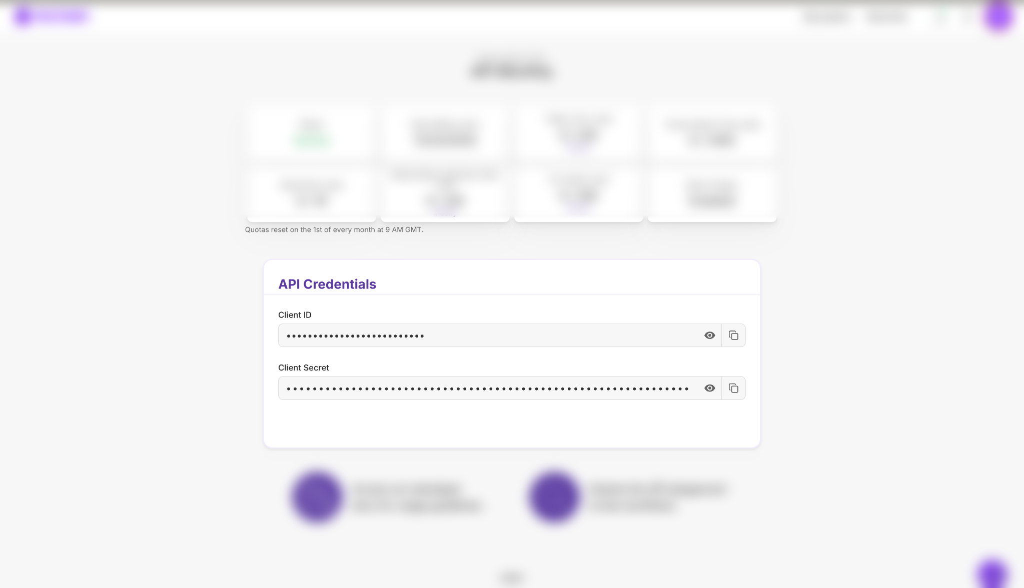 API Credentials Page